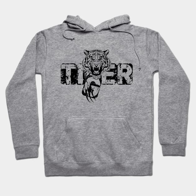 Black Angry Tiger Hoodie by anbartshirts